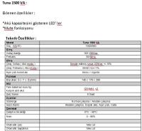 UYGAR ENERJİ TUNA 1500VA 2x12V 9AH Akülü Line Interactive UPS